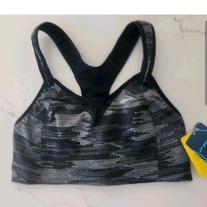 Brooks Rebound Racer Sports Bra Gray Black Size 34D New NWT